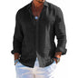 Men's Long Sleeve Shirt Casual Loose Lapel Button Top Solid Color Plus Size Blouse Clothing