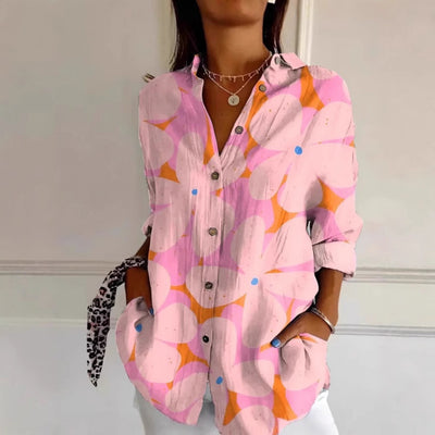Floral Print Long-sleeved Shirt Women's Casual Button Tops Clothing