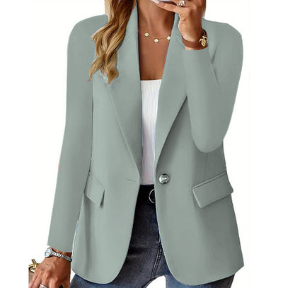 Ins Lapel Button Jacket Fashion Commuter Casual Suit Jacket Women's Long-sleeved Tops Outwear Clothing