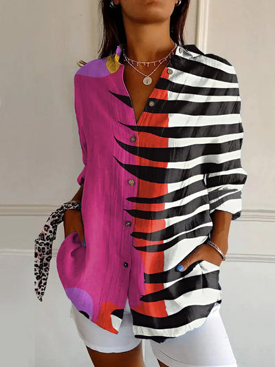 Floral Print Long-sleeved Shirt Women's Casual Button Tops Clothing